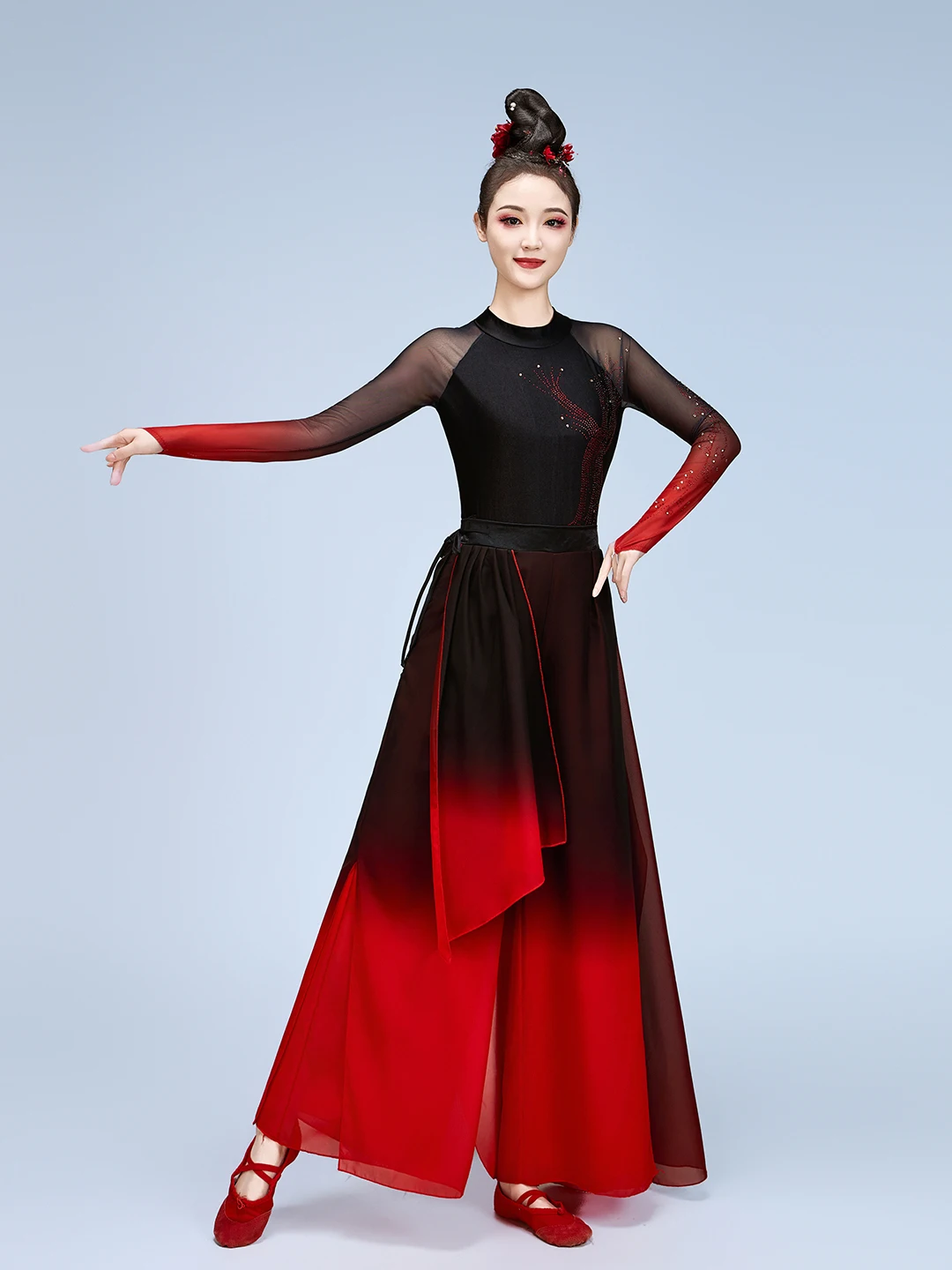 Elegant Classical Dance Performance Costume Women's New Style Drifting Fan Dance Clothing Stage Performance Traditional Ethni...