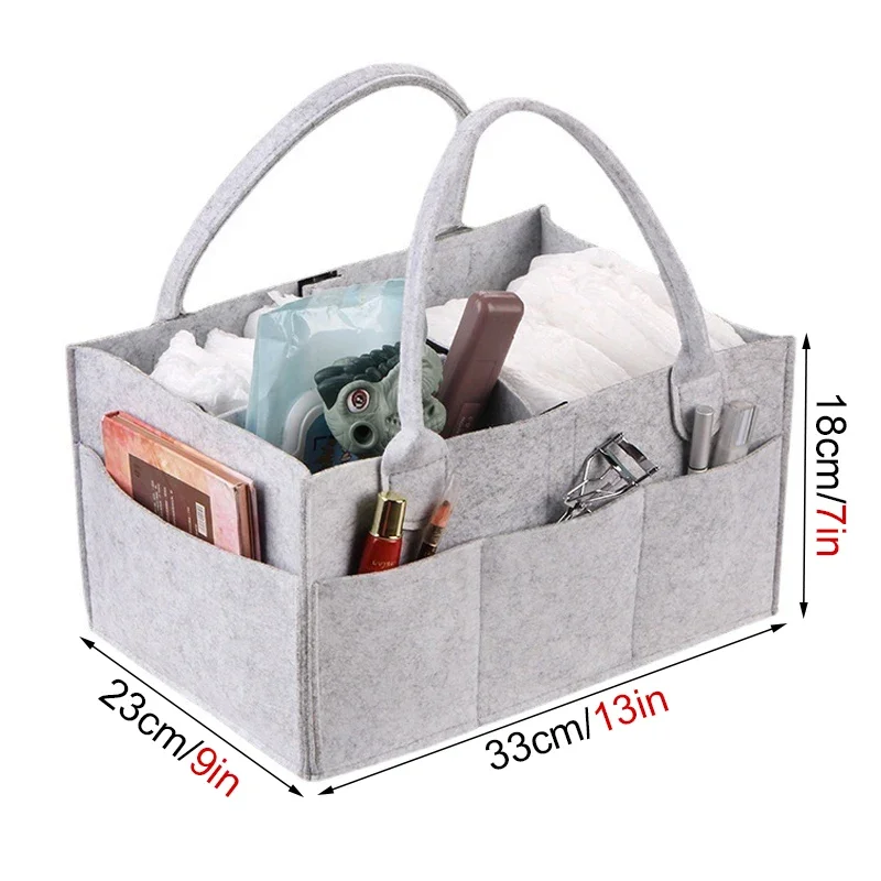 Multifunctional Felt Diaper Bag Tote for Mommy Baby Stroller Organizer Storage Basket - Portable Fabric Tote Bag