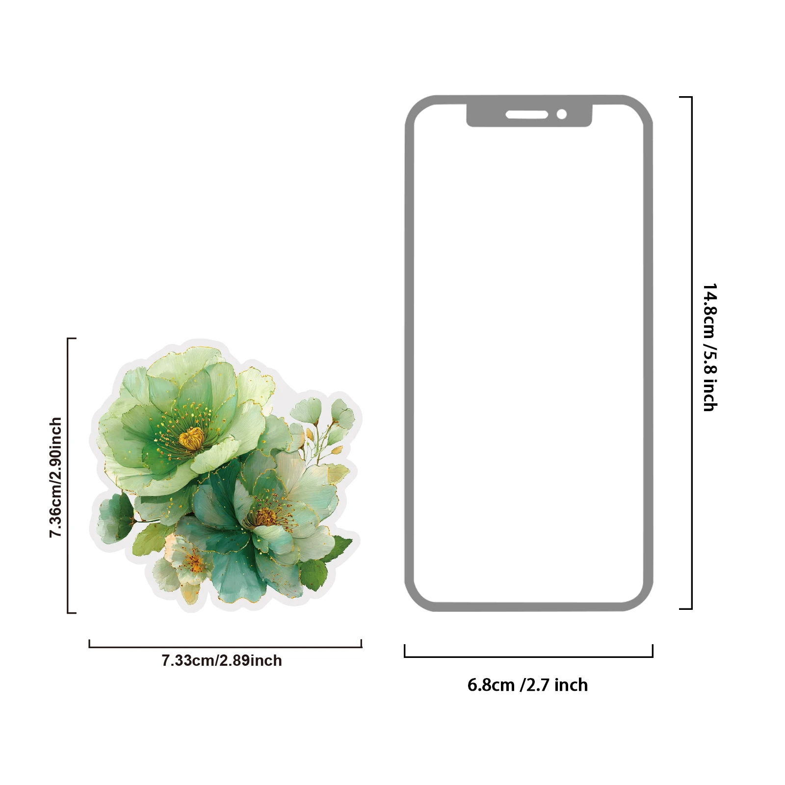 Etori Life Forest Tranquility 20Pcs Celadon Glazed Gold-Painted Peony Pattern Floral Journal Stickers for Notebooks, Phone Stickers, Luggage, Children's Gift Bags, Office Decoration Accessories, DIY Artwork, Handmade Scrapbooking Supplies, Card Making, Baking Sealing, Toy Stickers