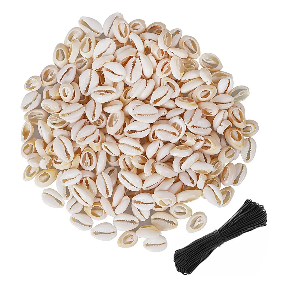DT35BG 150Pcs Cowrie Shell Beads, White Natural Spiral Shell Bead for Jewelry Making, Summer Beach Cowrie Shells