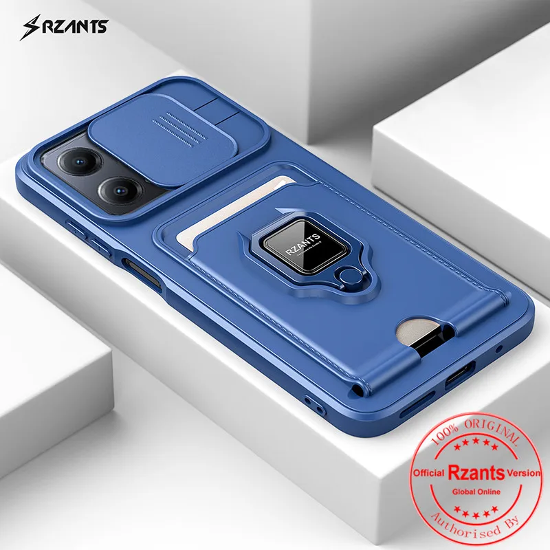 Rzants For Xiaomi Redmi Note 12 Poco X5 Pro 5G Camera Lens Phone Case[Bison]Smooth Push-pull Card Slot Ring Holder Casing Cover