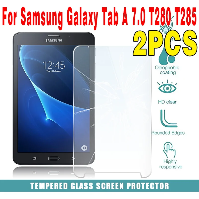 2Pcs Tempered Glass For Samsung Galaxy Tab A A6 7.0 inch SM-T280 SM-T285 Screen Protector 9H 0.3mm Tablet Protective Film