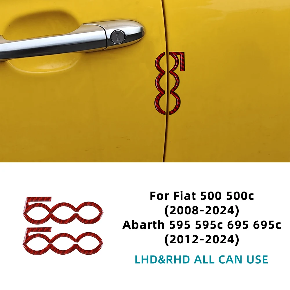 

Для Abarth 595 695 595C 695C 2012 2013 2014-2024 Fiat 500 500C 2008-2024 Наклейка из настоящего мягкого углеродного волокна, декоративная накладка на дверь автомобиля