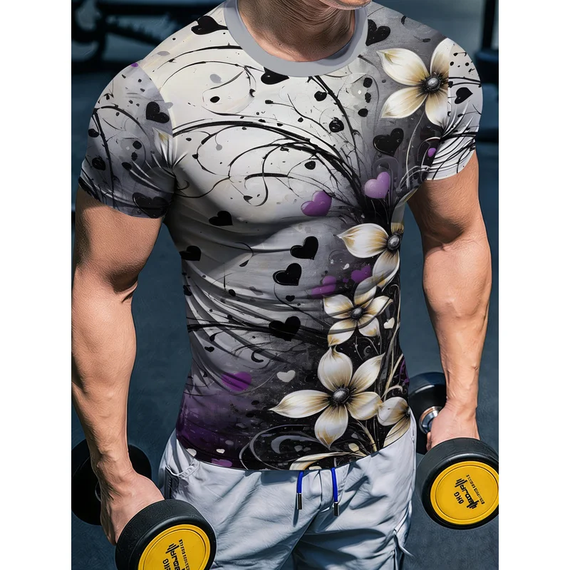 Men's High-Elasticity Fitness Short Sleeve ShirtTShirt3DPrinted tight-fitting quick-dry sports and fitness apparel