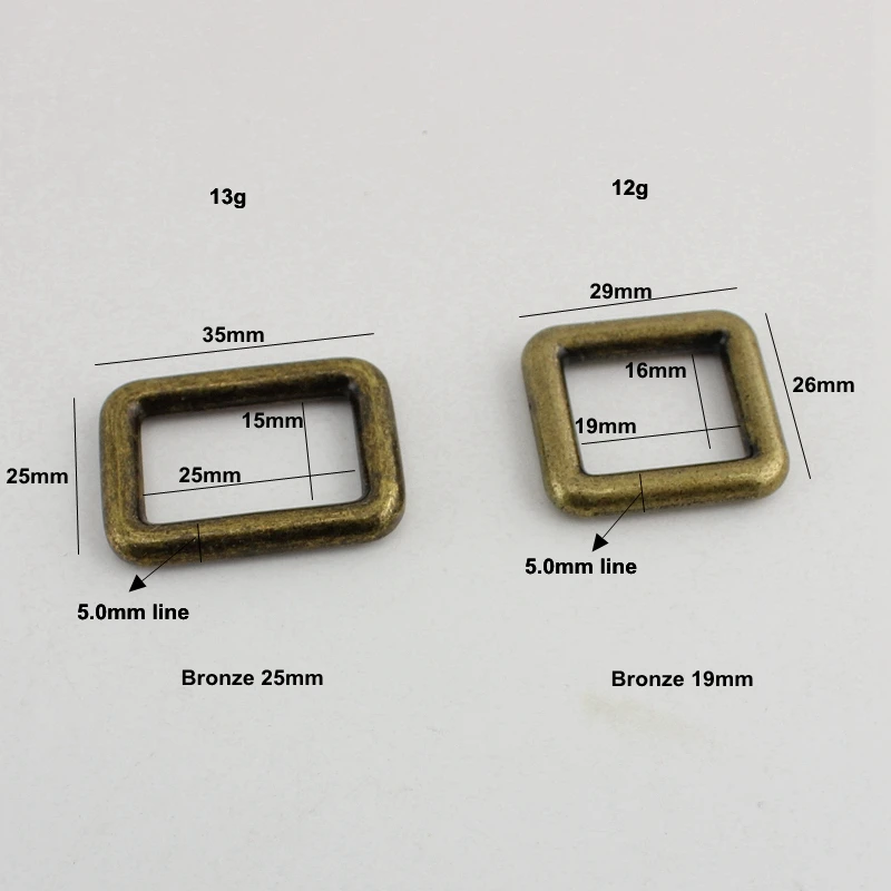 10-100pcs Welded 25mm 19mm bronze old silver zinc alloy bags metal accessories square buckles welded buckle for making connector