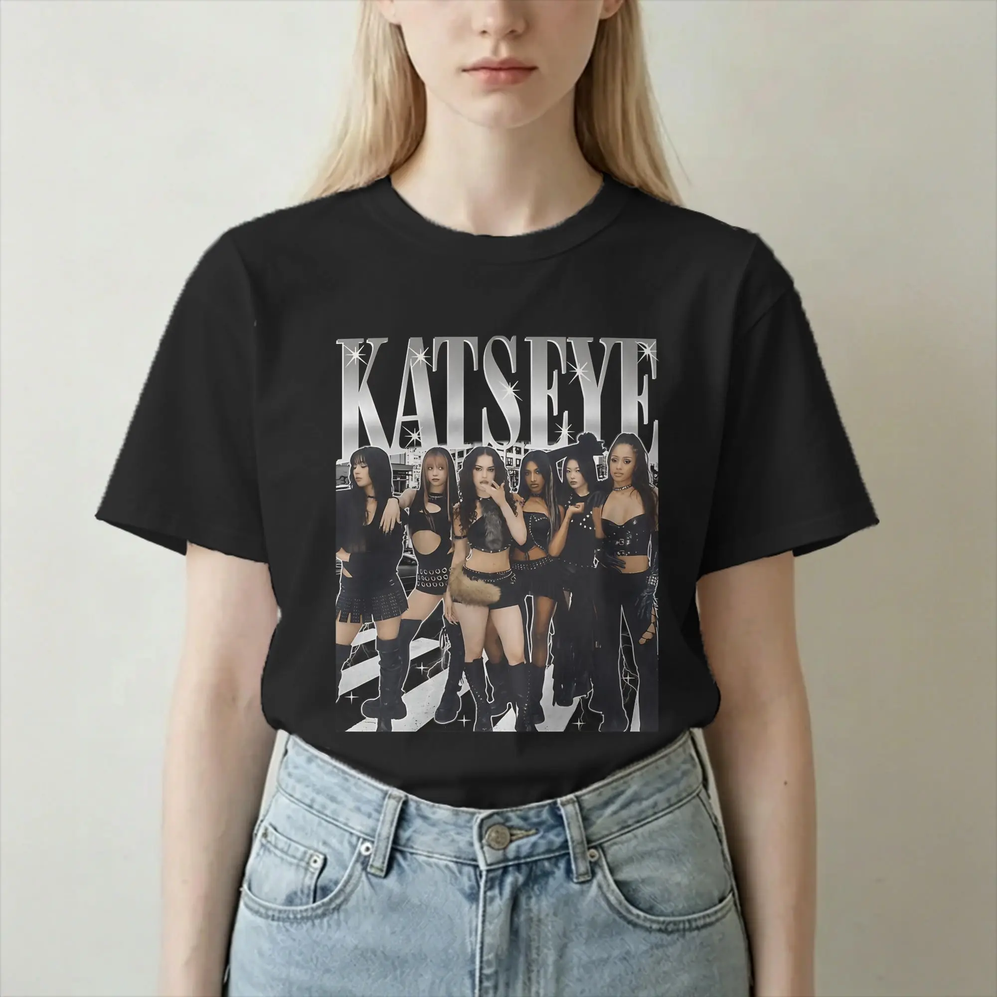 Katseye Kpop Idol T Shirt Men Women Pure Cotton Vintage T-Shirts Round Neck Gnarly Album Tees Short Sleeve Clothing 6XL
