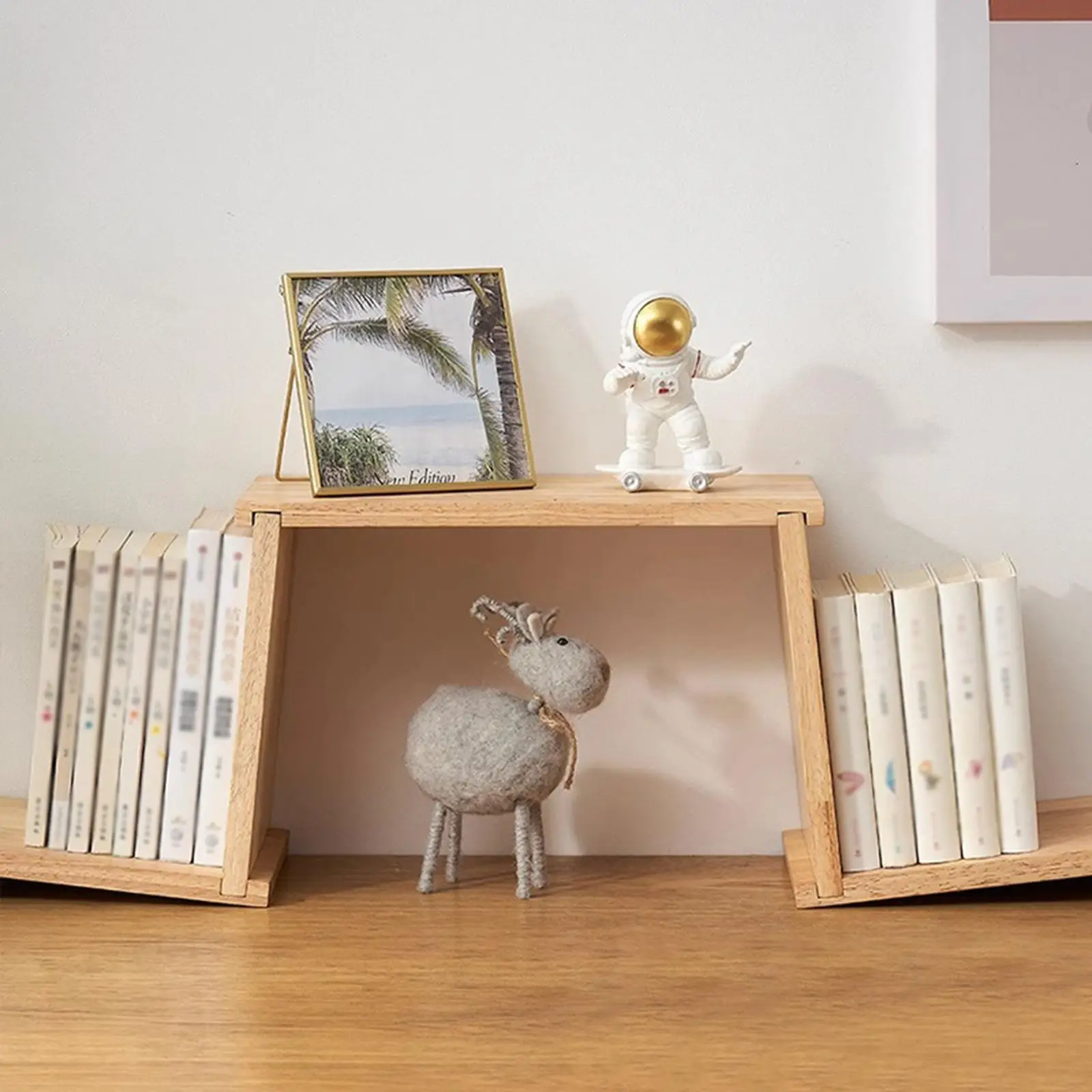 

Desktop Bookshelf Decorative Tabletop Small Wooden Document Storage Rack