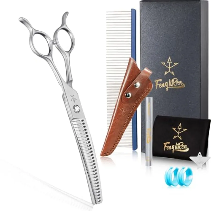 High-end Professional Dog Grooming Curved Thinning Scissors Teeth Blending Shears Pet Texturizing Thinner Blender Shears 7 Inch