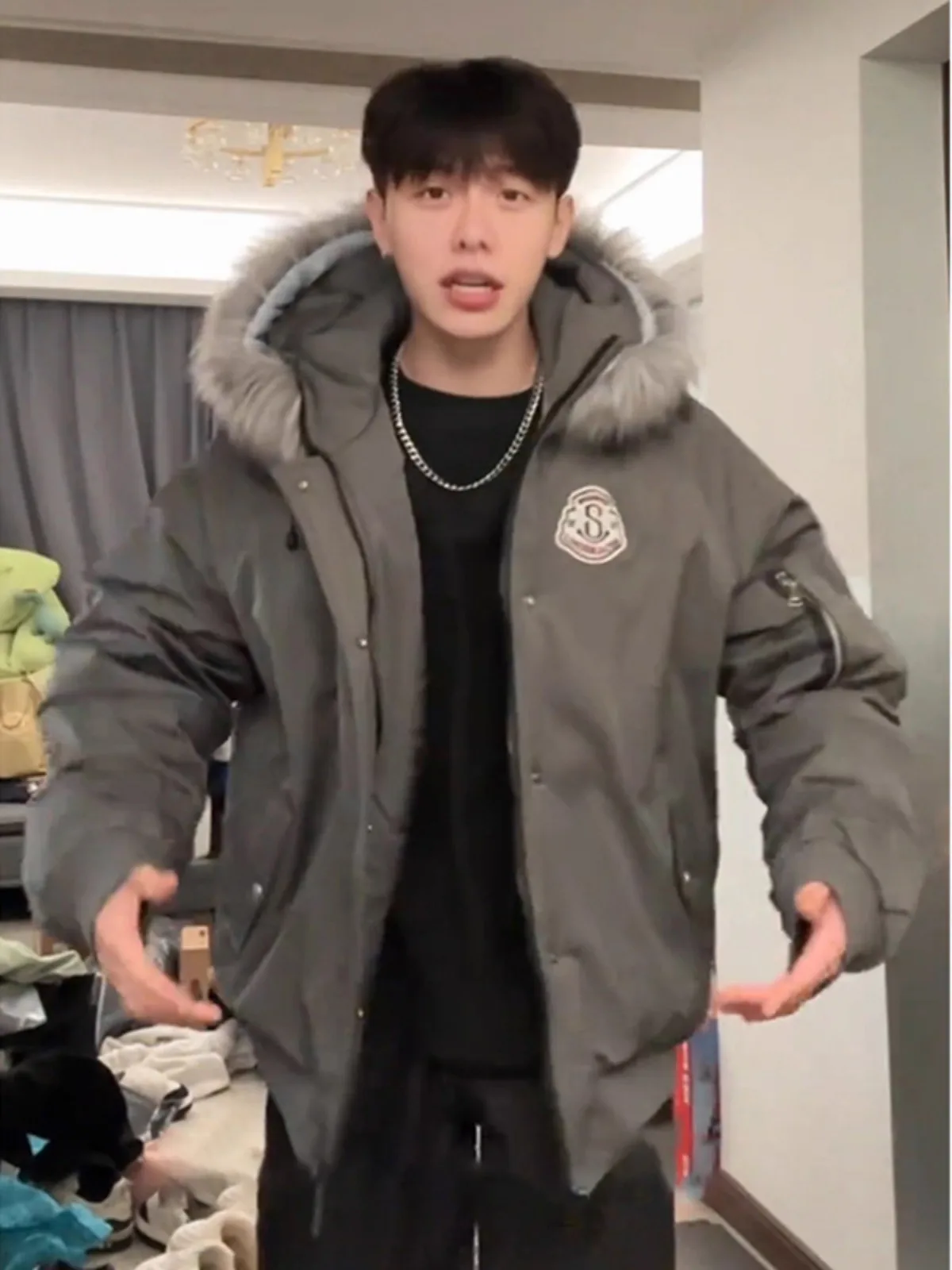 

Утепленная стеганая хлопковая куртка Deep ey с меховым воротником, зимнее пальто для мужчин, повседневное, в стиле Cleanfit, с длинными рукавами, с капюшоном