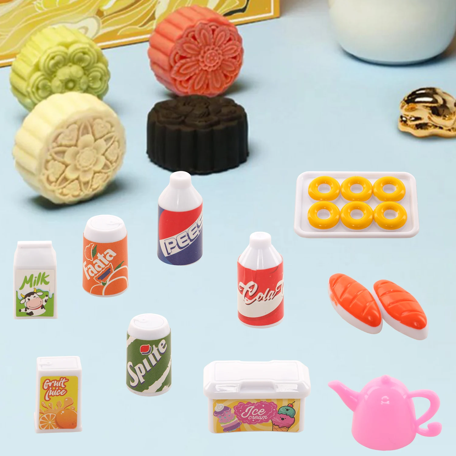 Mini nourriture de cuisine pour Barbie, 43 pièces, service de dîner, fourchette, couteau, assiette, Pizza, soupe, vaisselle, jouets pour enfants mignons, accessoires de poupée