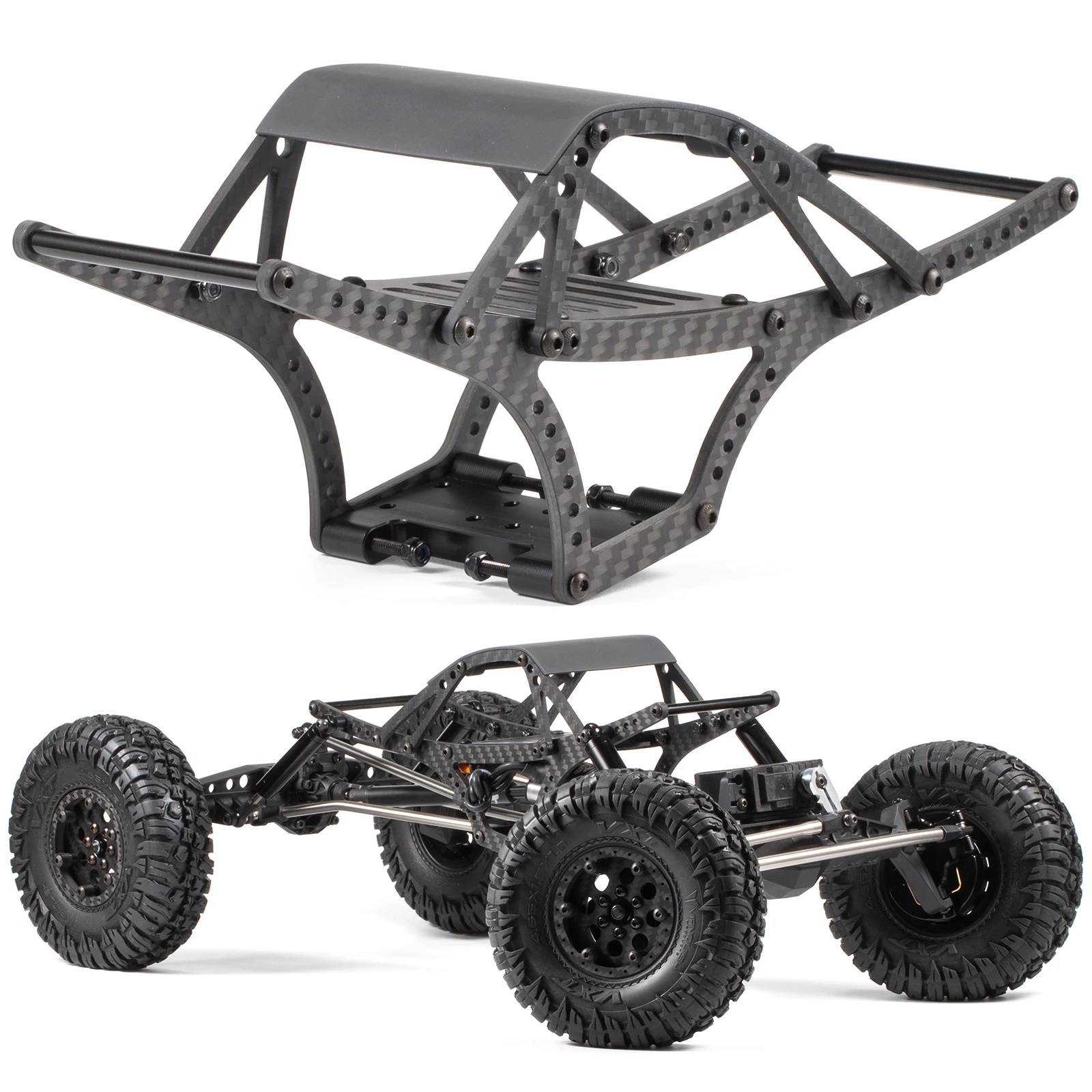 Carbon LCG Cage Chassis Kit Titanium Link Set for Capra Portal Axle Sportsman 2.2S Shafty Super Class 1/10 RC Crawler Build