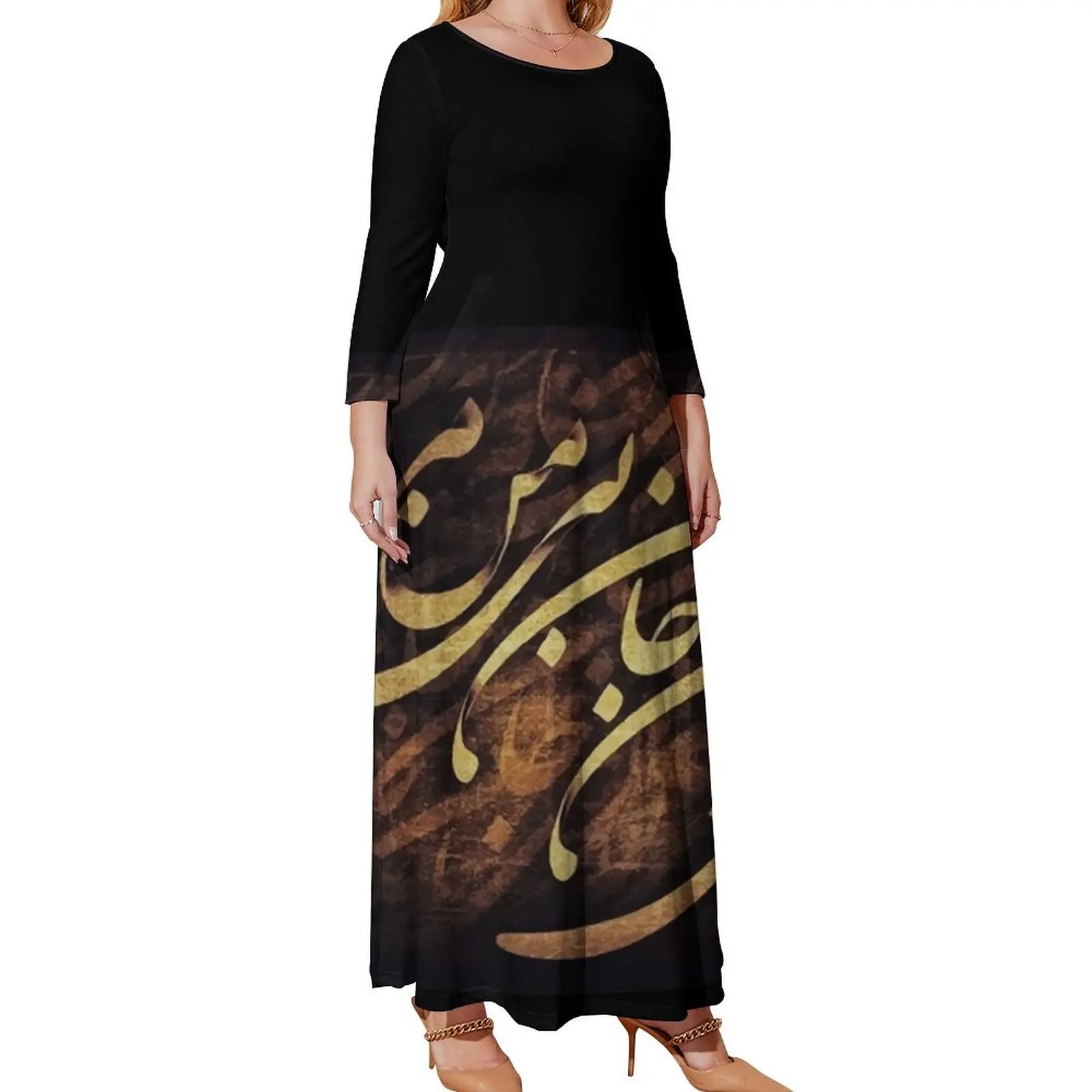 

Calligraphy of a persian poem Long Sleeved Dress cute dress summer dress woman 2024 trendy