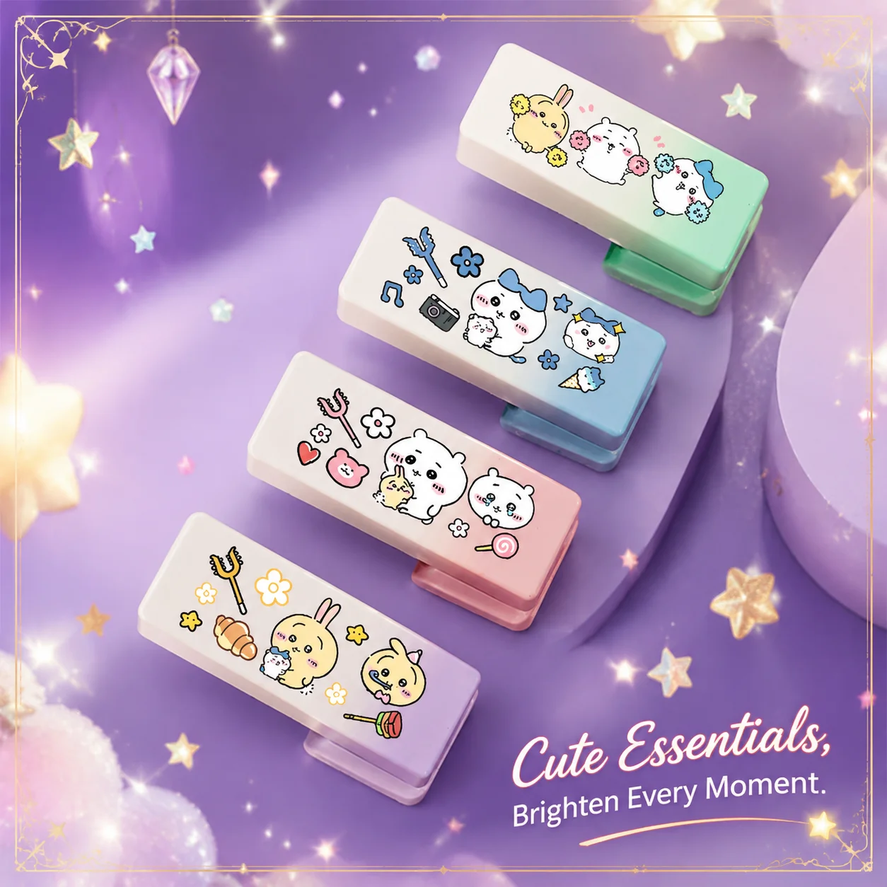 Chiikawa Usagi Hachiware Kawaii Cute Mini Stapler Compact Portable Lightweight Home Office School Student Supplies For Kids