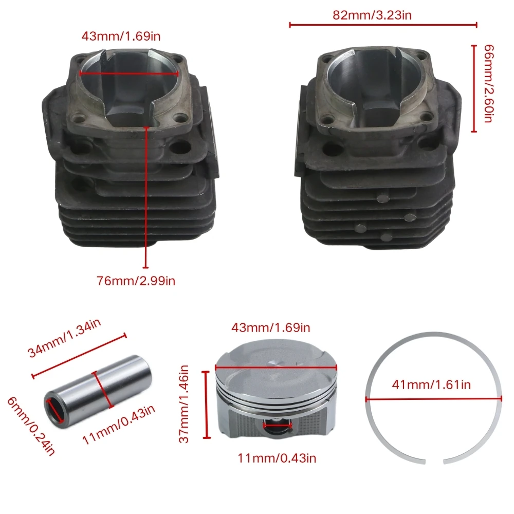 43mm Cylinder Kit For 45cc Chainsaw With Piston Rings Gaskets Chainsaw Replacement Parts