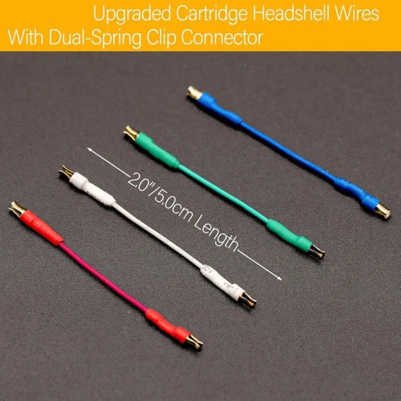 Super Sale 4PCS Turntable Headshell Lead Wires Spring Clip Connector, Phono Cartridge Cables for Universal Record Player