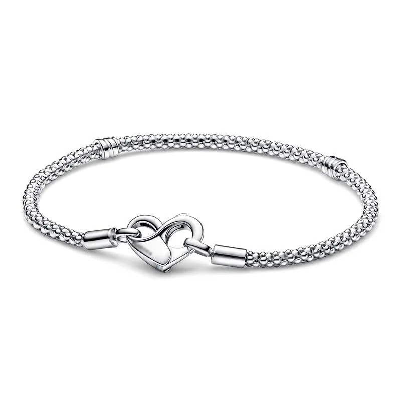 Classical 925 Sterling Silver Roses&Hearts&Stars&Locks Bracelet Fashionable DIY Basic Wristband Nice image 6