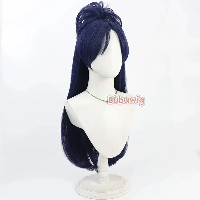 CyBubuwig 합성 머리 유키시로 호노카 코스프레 가발 Futari wa Pretty Cure Cure 화이트 60cm 다크 블루 포니테일 가발 내열성