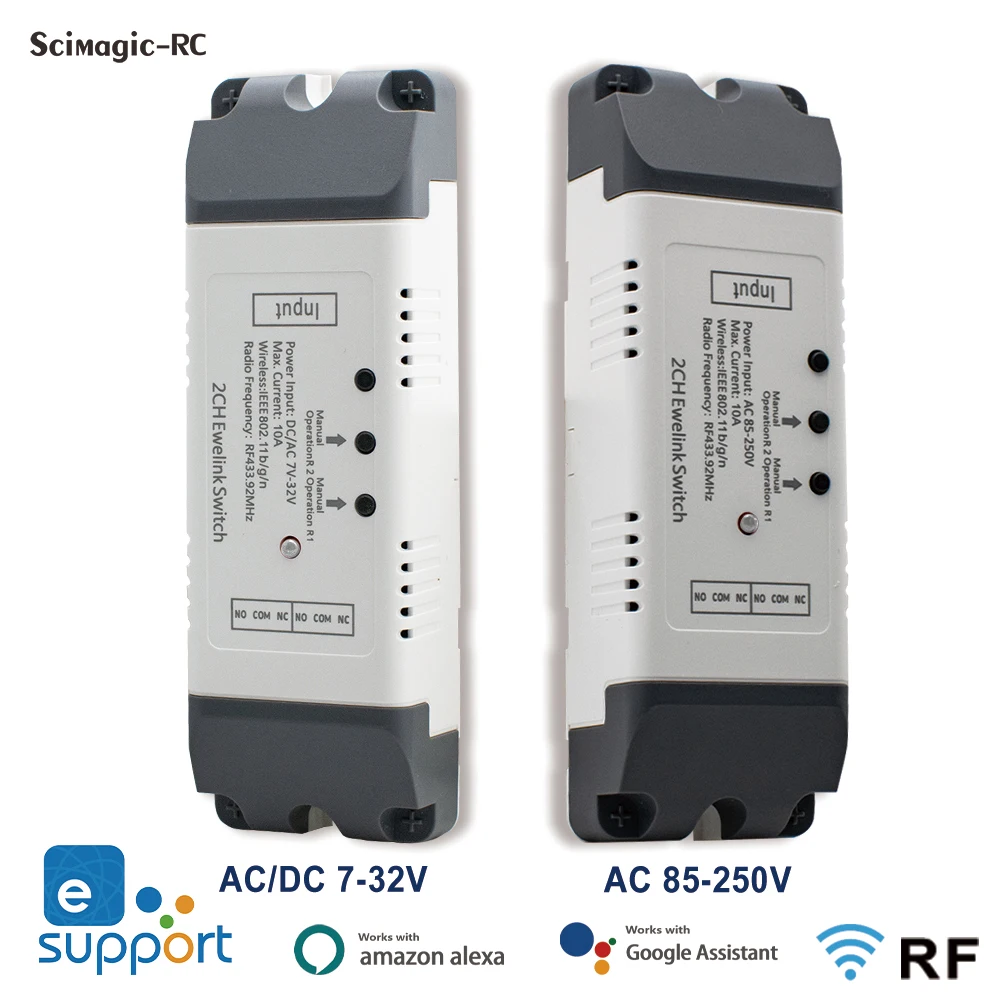 eWelink Wifi Smart Switch Relay Circuit Breaker AC 85-250V DC 7-32V for Garage Door Gate Inching Self-locking Module Google Home
