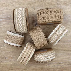 4/5cm Linen Jute ribbon 5Yard /Roll  Natural living home Wedding Decor DIY handcraft Gift rutual flower bouquet pack party decor