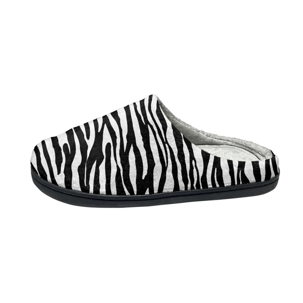 Casual Flats Indoor Couple Slippers Zebra Print Casual Women Warm Cotton Slippers Comfortable Non-slip Men's Slides Dropshipping