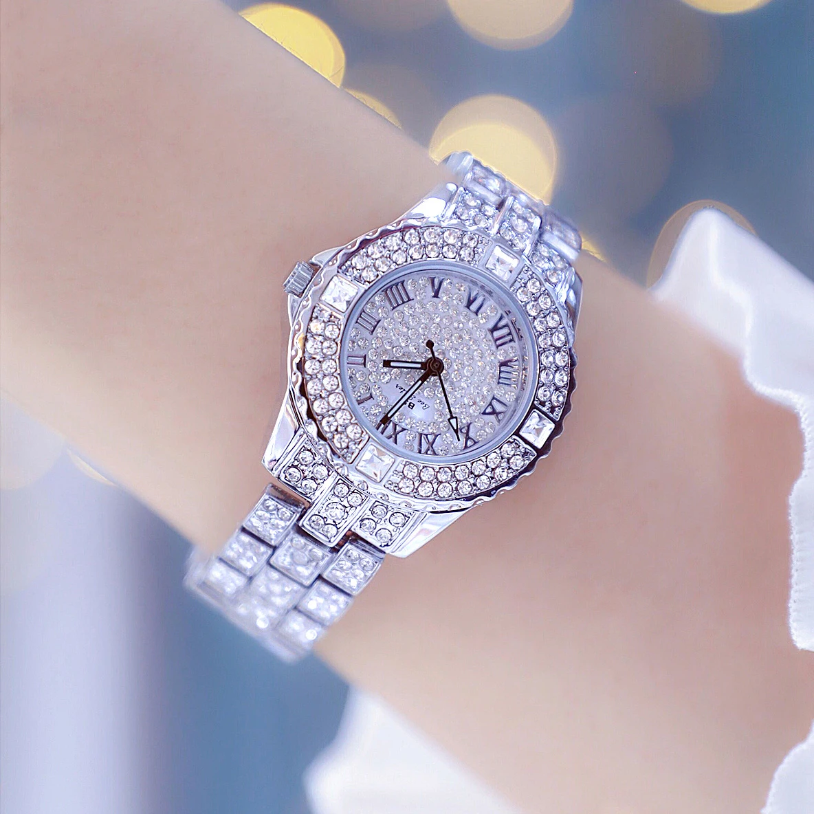 Fashion Ladies Watches Top Brand Luxury Gold Full Diamond Watch For Women Gift Quartz Wristwatches Rhinestone Silver Clock 2023