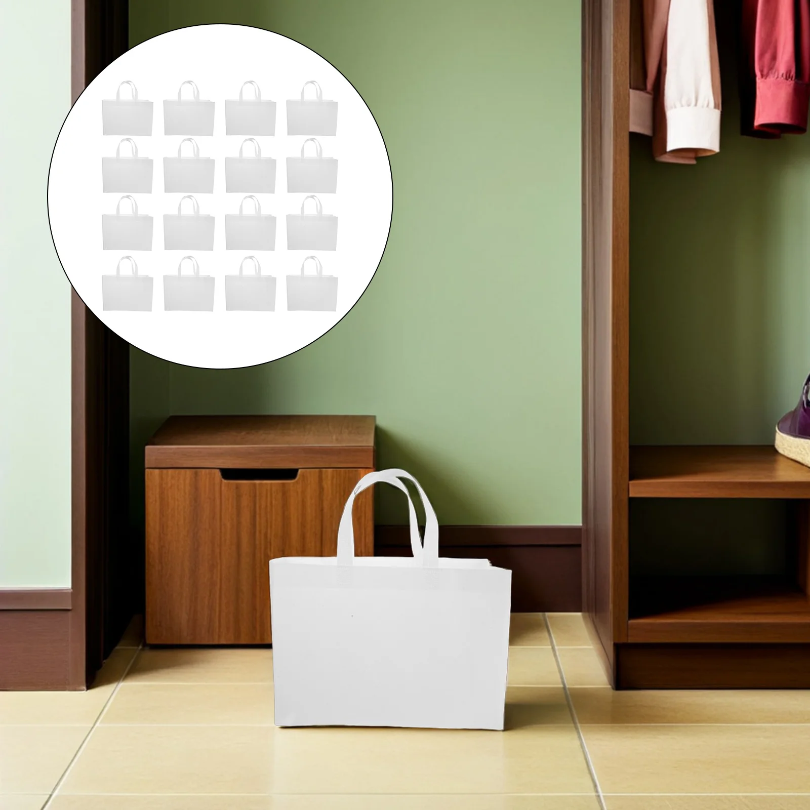 

30Pcs Non Woven Tote Bags Blank Reusable Grocery Tote with Sturdy Handles Heavy Duty Plain White Shopping Bags for Party Favors