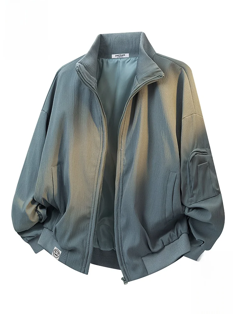 

PaulFrank Large Mouth Monkey Men's Loose Fit Flight Jaet Autumn ort Outerwear Casual Sle Polyester Fiber Zipper ket