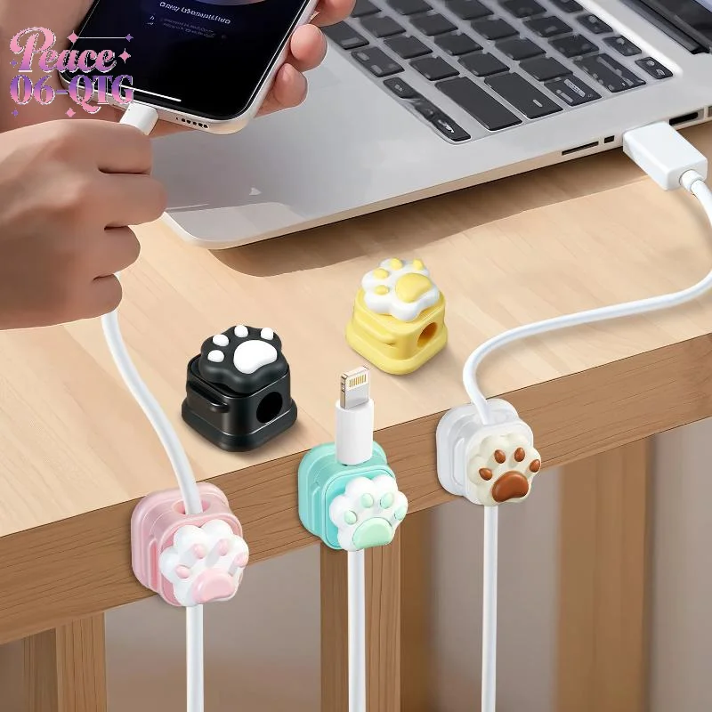 New Desktop Cute Cable Organizers Holder Clips Desk Tidy Organiser Self Adhesive Cable Management Office Wire Cord Holder