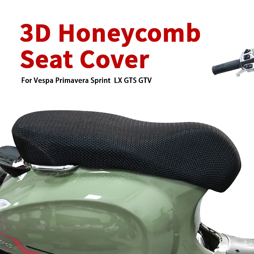 For Vespa Primavera Sprint LX GTS GTV Motorcycle Anti-Slip 3D Mesh Fabric Seat Cover Breathable Waterproof Cushion