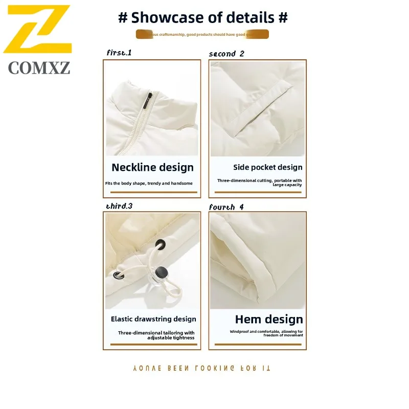سترة مبطنة للرجال من COMXZ كاجوال بياقة واقفة للمشي لمسافات طويلة والسفر والحماية الباردة سترة ترفيهية خفيفة الوزن للشتاء سترة واقية جديدة #6
