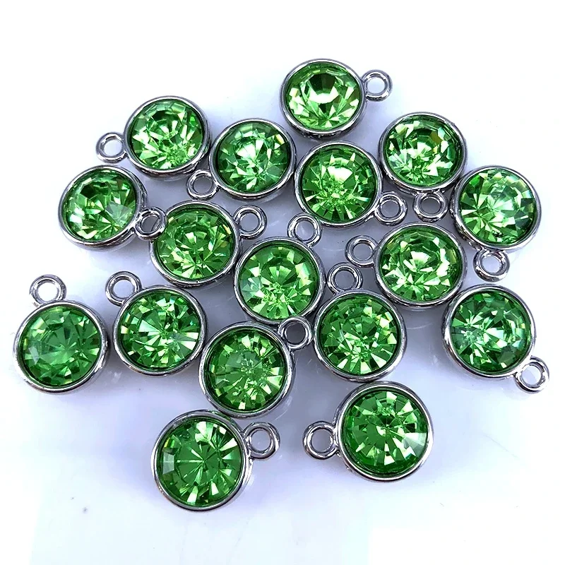 12pcs/lot Color Crystal Birthstone Silver Plated Color Charms for Jewelry Making Supplies DIY Cute Charms B003