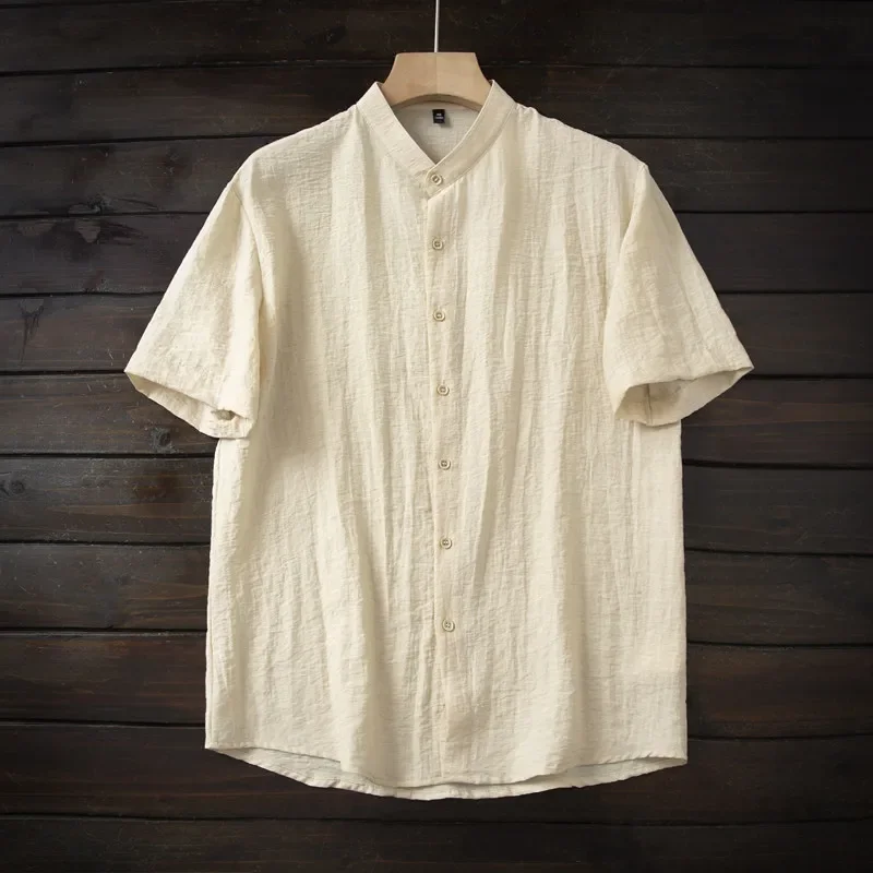 Soft and cool without ironing! Summer men's old casual loose linen short-sleeved shirt and top