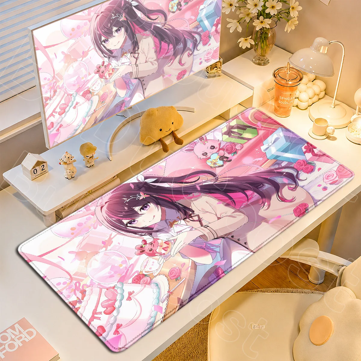 E-Sport Gamer Laptop-Tastatur-Dekorationsmatte, rutschfester Schreibtischunterlage aus Naturkautschuk, Hololive Kawaii Girl AZKi Mauspad, PC-Zubehör – Detail 3