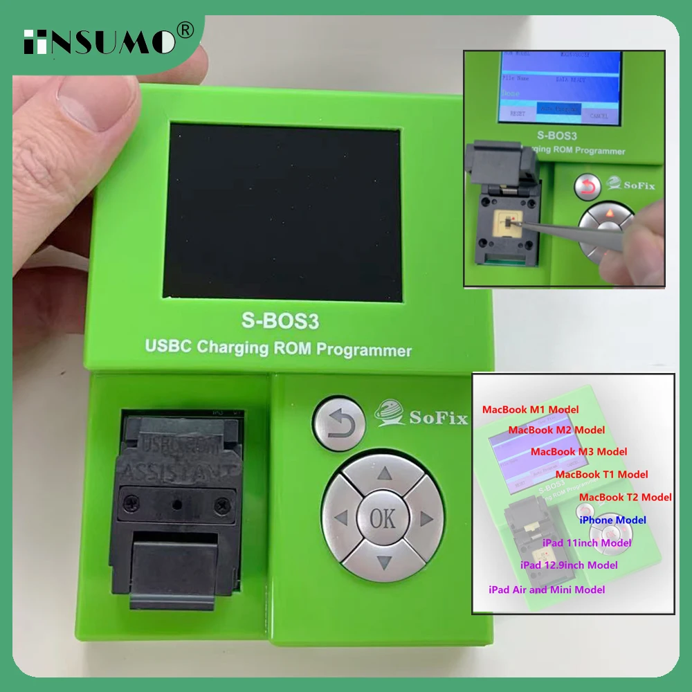 

Программатор Sofix S-BOS3 USBC для зарядки и записи данных ROM на чипы USB-C CD (CD3215 и CD3217)