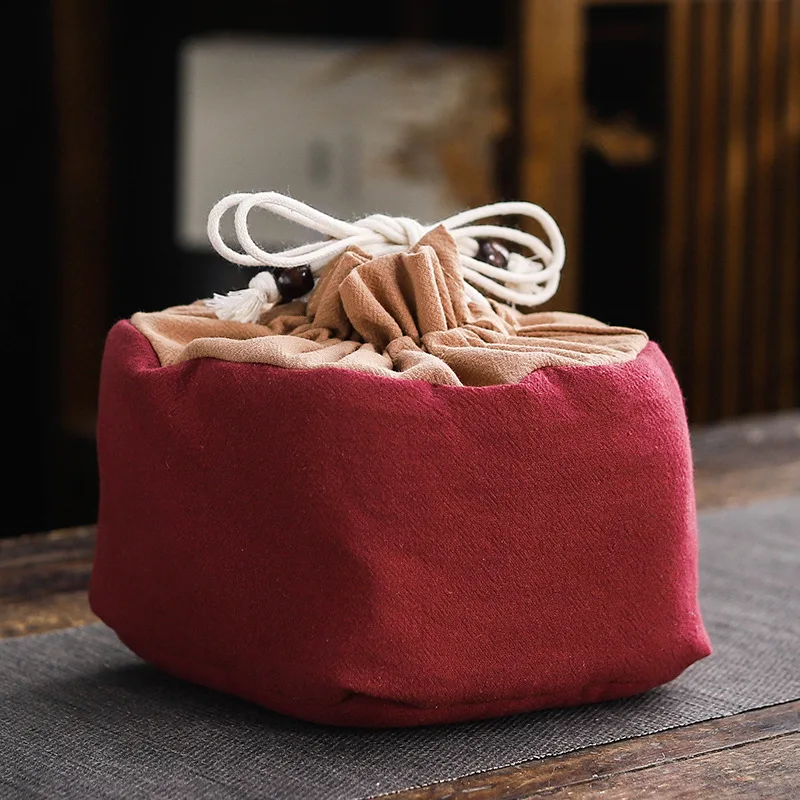 12.2x12.2x14cm Travel Teaware Set Storage Bags Portable Ceramics Storage Pouches Stationery Jewellery Drop-proof Organiser Bag