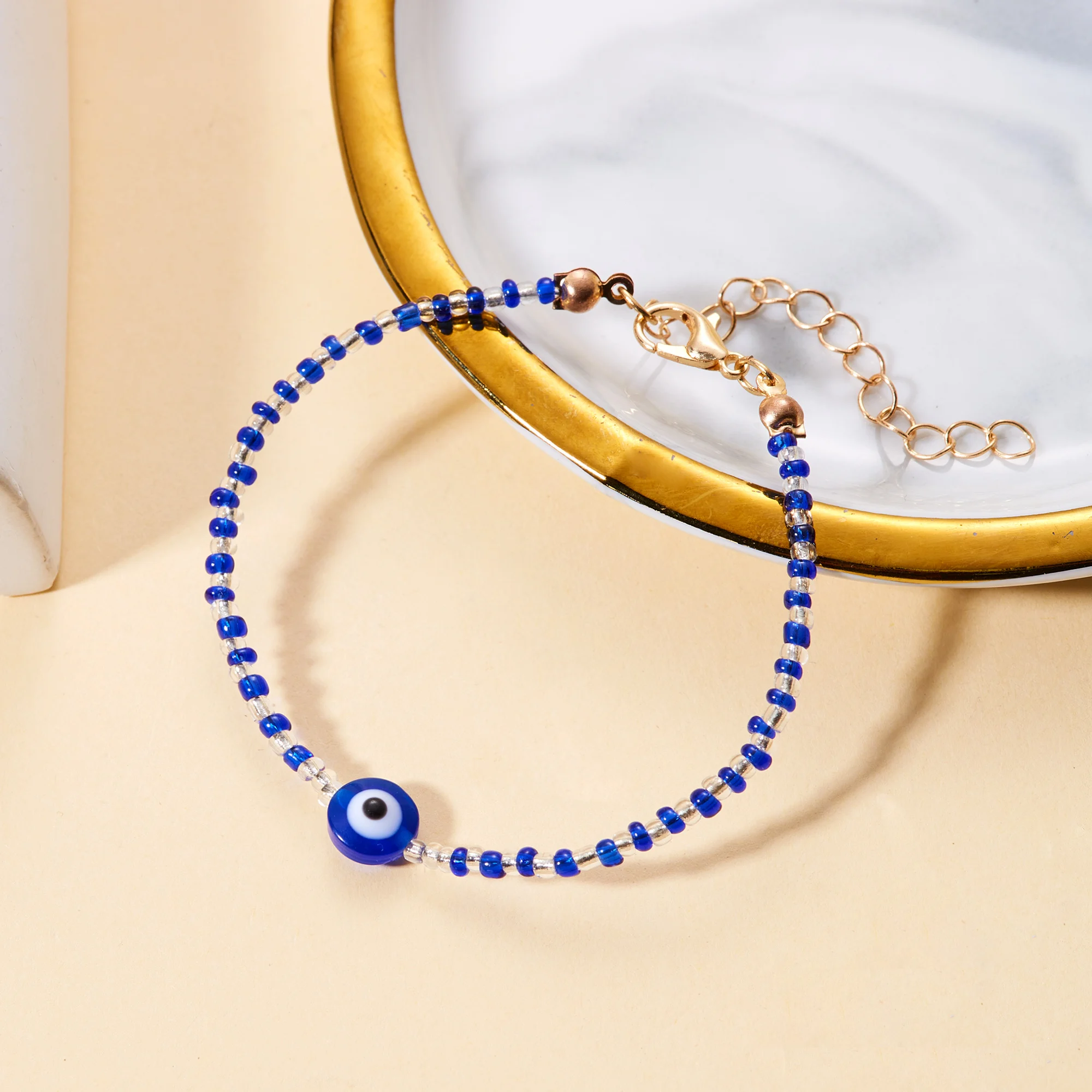 Mode türkisch blau bösen Blick Armbänder für Frauen Männer böhmischen handgemachten Reis Perlenketten Armband Glück Schmuck Accessoires – Detail 2