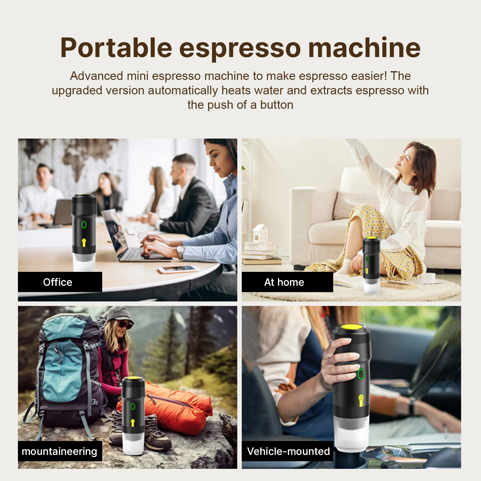 Travel Espresso Coffee Machine Cordless Portable for Car Home   Mini Cold Brew and Heating Coffee Maker with 150ml Cup USB Cable