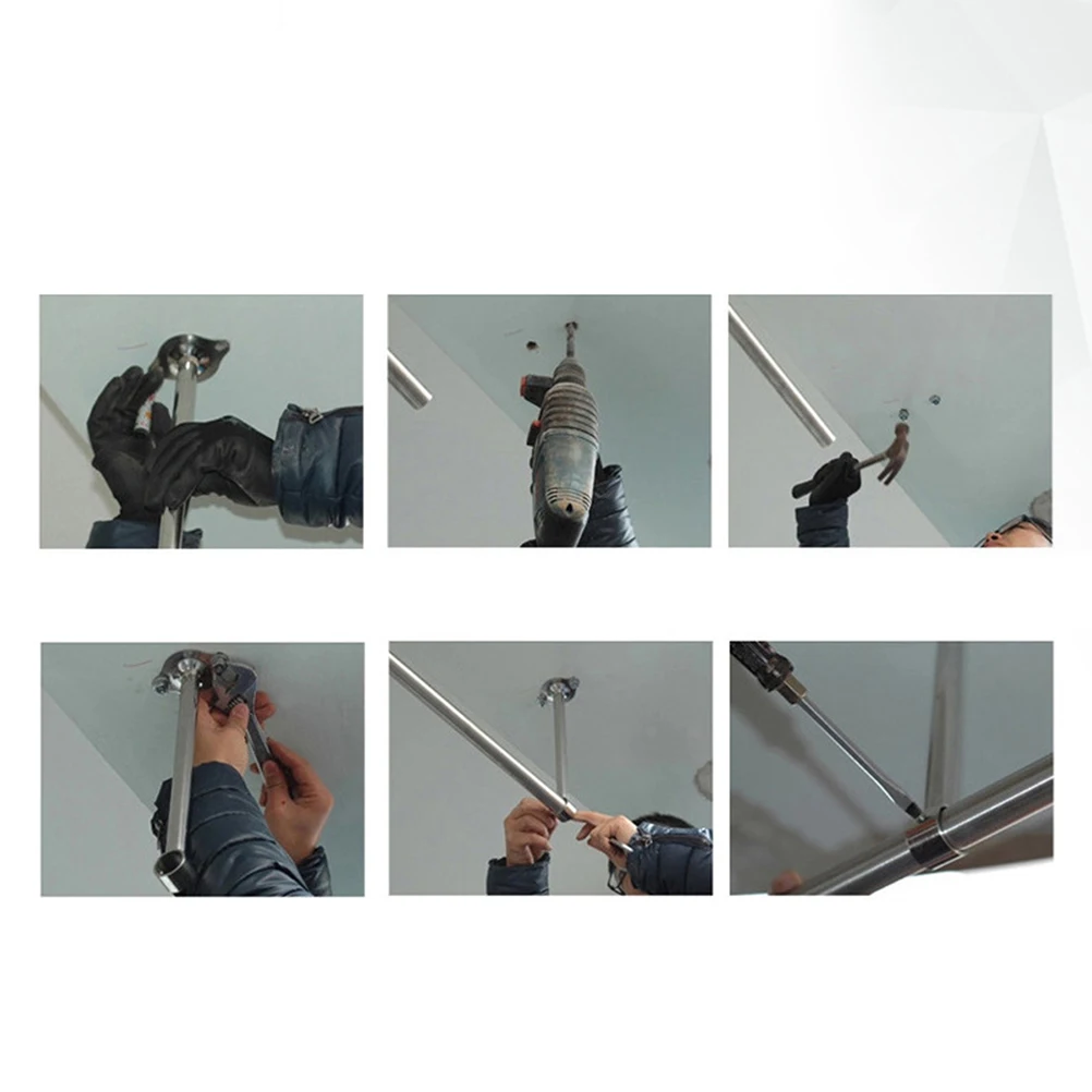 

Stainless Steel Clothes Rod Hanging Seat Support Closet Pole Wardrobe Adjustable Round