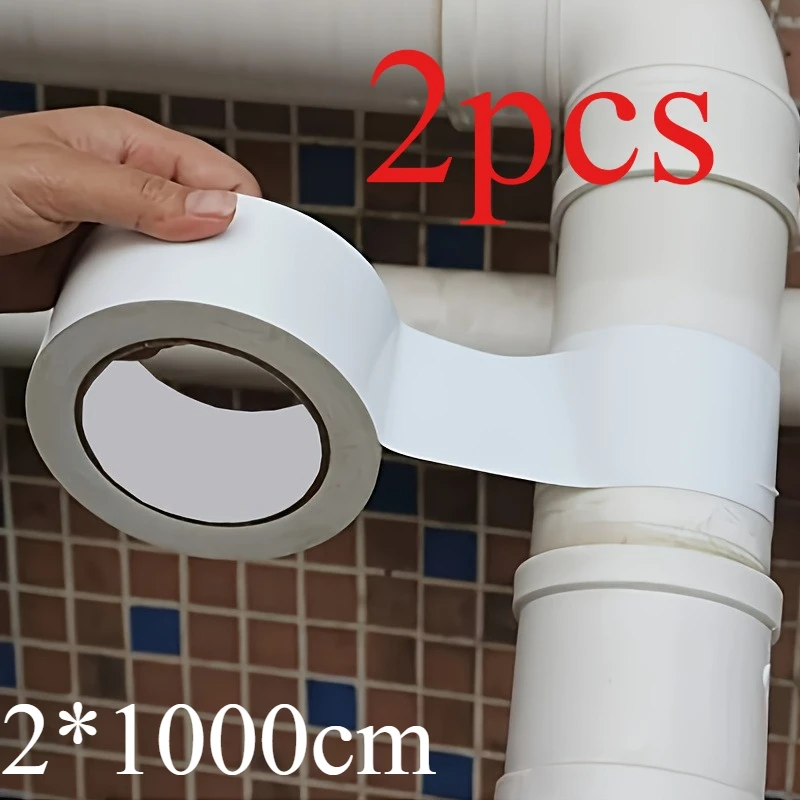 2pcs Heavy-duty white pipe tape - Suitable for fabric surfaces, multi-functional peelable durable adhesive tape