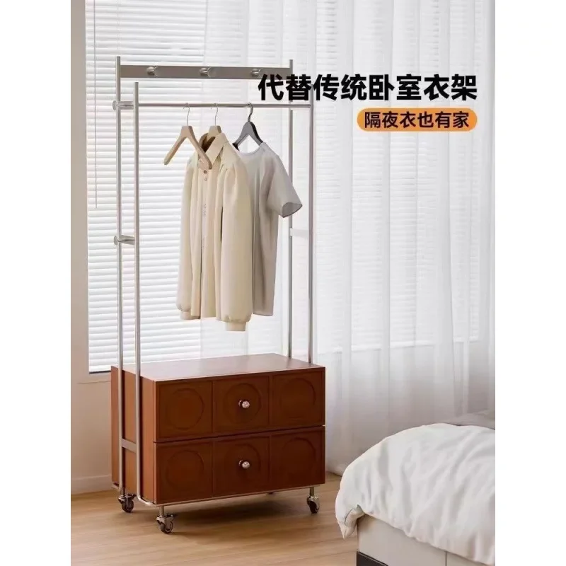 European-style bedroom home, solid wood coat rack, floor-to-ceiling multi-function, movable storage cabinet