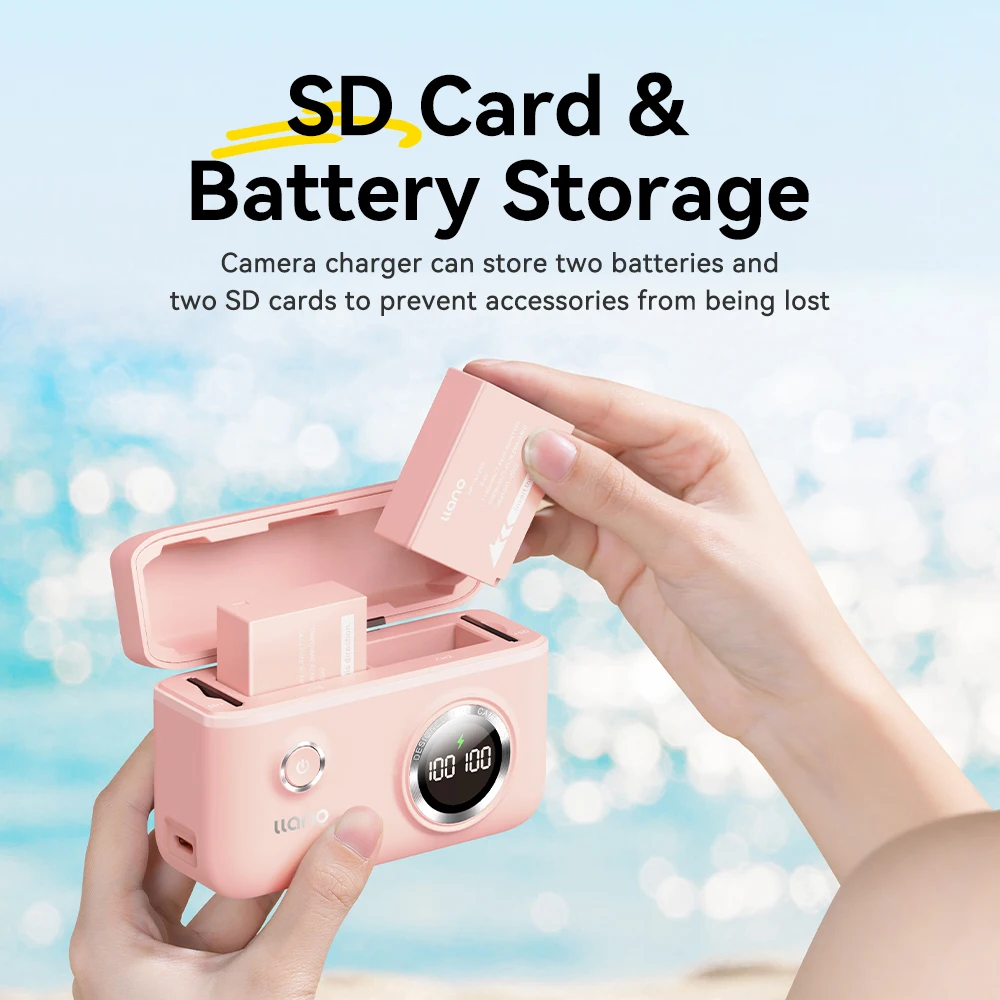 LLANO NP-W126s Camera Charger, Dual charging ports LED Display with SD Card Storage Function compatible with Fuji XT3 XT30 XT20