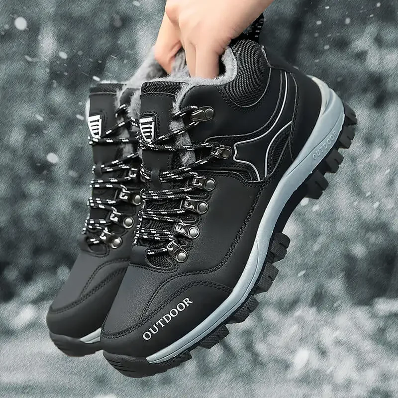 Men's high top boots winter high top cotton shoes sports shoes men's plush boots winter shoes durable anti slip hiking shoes