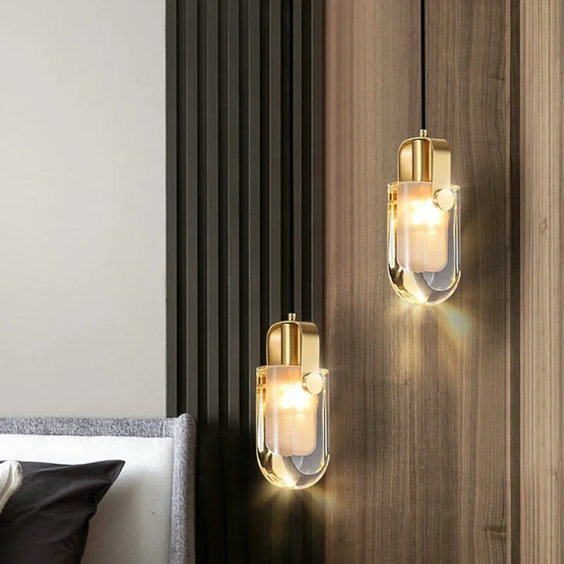 

Simple Modern Chandelier MIni Crystal Copper Gold LED Pendant Light For Dining Table Living room Bar Bedroom Porch Lamp New