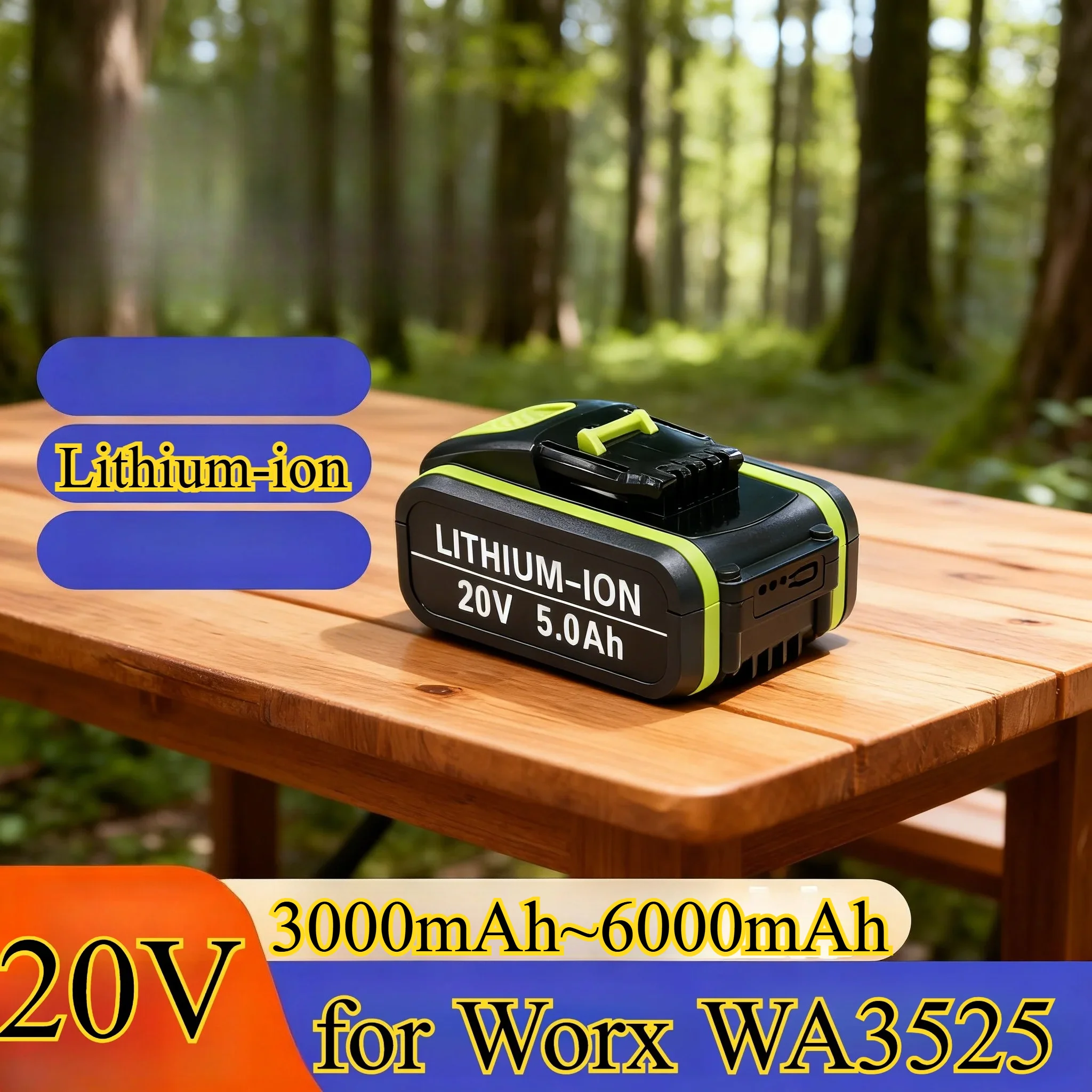 

Сменный аккумулятор емкостью 6000 мАч для электроинструментов Worx WA3525, 20 В, совместимый с дрелями и электрическими инструментами, литий-ионный аккумулятор