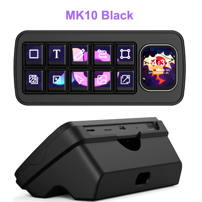 Waveshare MK10 Multi-Functional AI Voice Control Panel with 10x0.85inch Mechanical LCD Macro Keys,a 2.01inch Secondary Screen