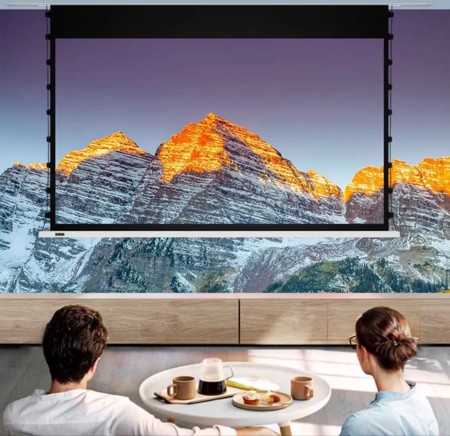 

Y-120" 4K 8K Support HD Grey Soft Tab-Tension Projector Screen Motorized In-ceiling Recessed Gray Projection Screens