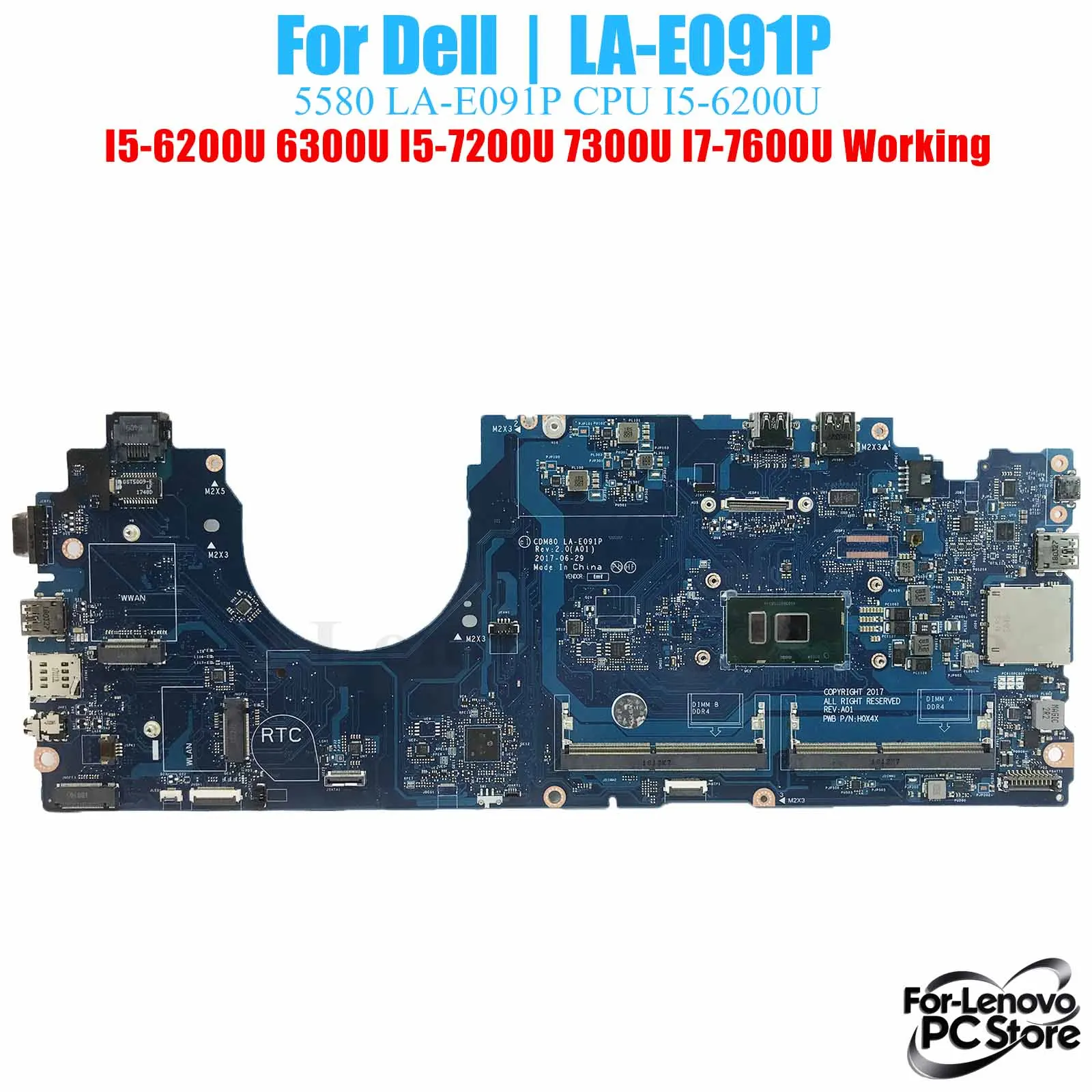 

LA-E091P для материнской платы DELL LA-E091P Latitude E5580 08VMCW 07R032 0PF39V 00C140 0KPDTX материнская плата для ноутбука