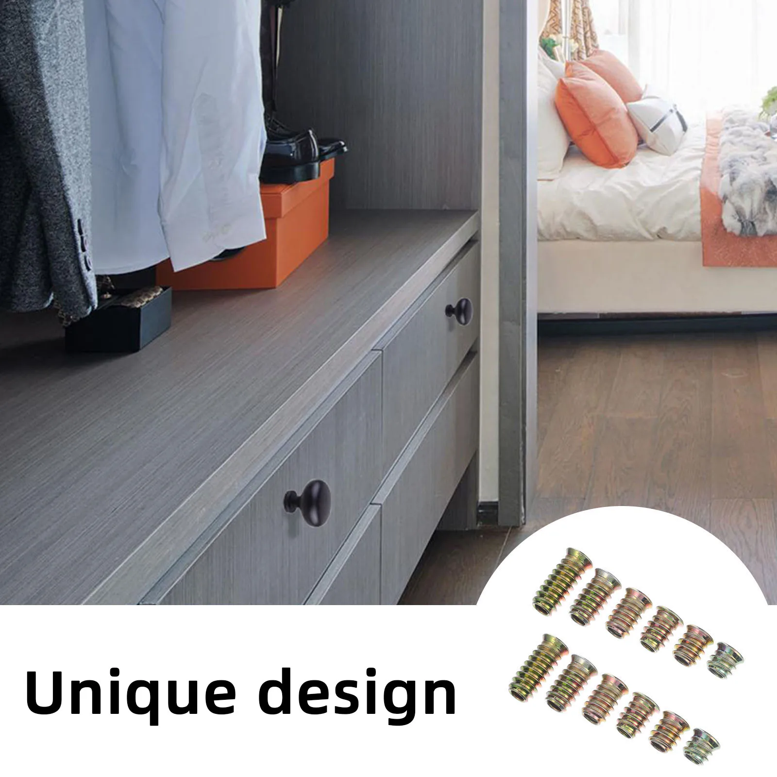 

60Pcs T-Nut Accessories Metal Threaded Insert Hex Socket Nuts for Furniture Wood Mounting Metal T Nuts Home T-Nut