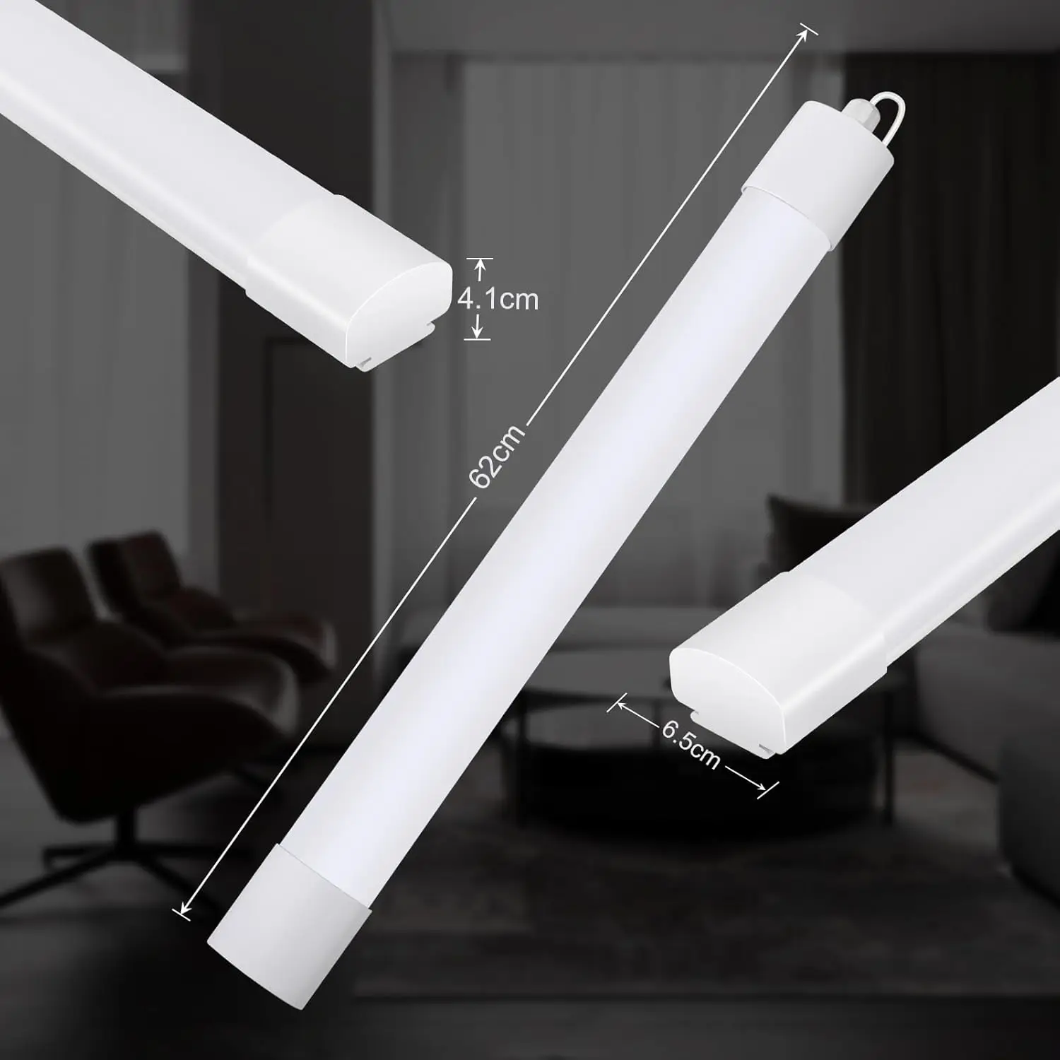 60 cm LED-Nassraumleuchte, 20 W, 4000 K Neutralweiß, IP65 wasserdichte Röhre für Garage, Keller, Werkstatt, Büro, Badezimmer – Detail 5