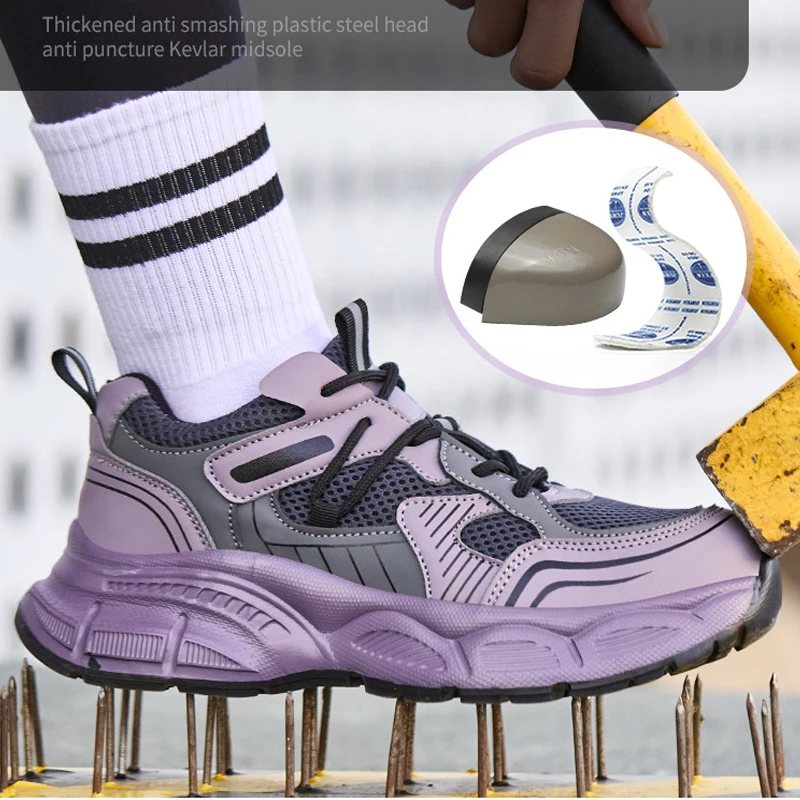 Scarpe antinfortunistiche Scarpe da ginnastica da lavoro da donna Scarpe con punta in acciaio Scarpe da lavoro leggere e confortevoli Scarpe di protezione antiforatura Stivali di sicurezza